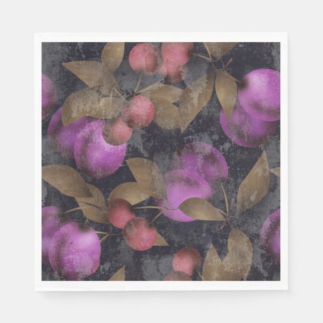 Serviette En Papier Seamless dark plum fruits purple berries cherry (Devant)