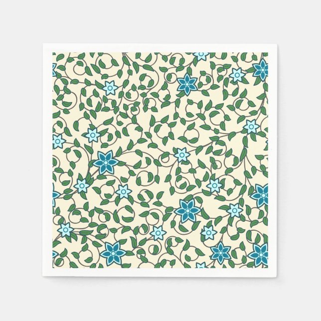 Serviette En Papier Seamless floral pattern on beige background (Devant)
