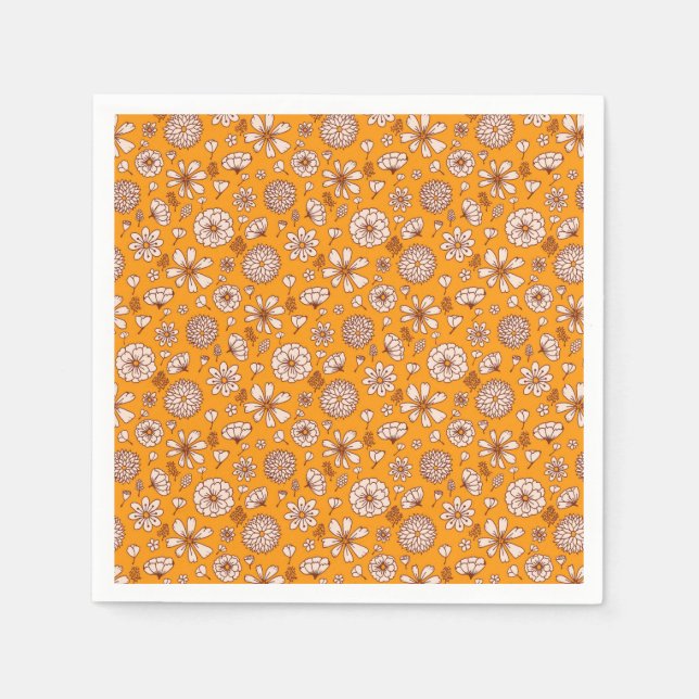Serviette En Papier Seamless Floral pattern orange (Devant)