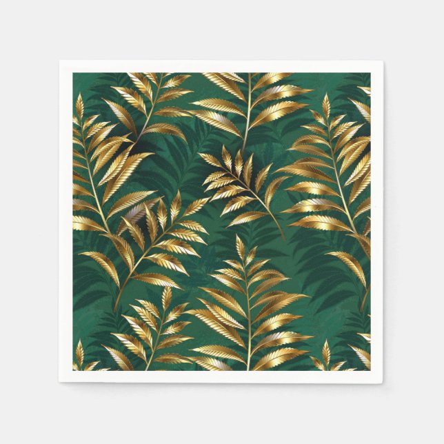 Serviette En Papier Seamless pattern with golden ferns (Devant)