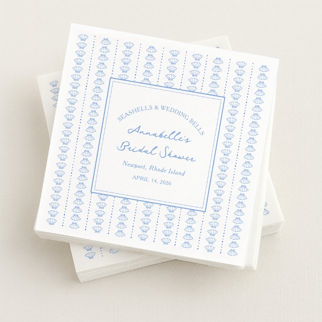 Serviette En Papier Seashells et Wedding Bells Réception de Mariage Cô (Créateur téléchargé)