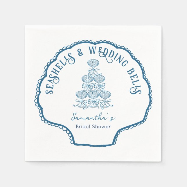 Serviette En Papier Seashells & Wedding Bells Bachelorette Party (Devant)