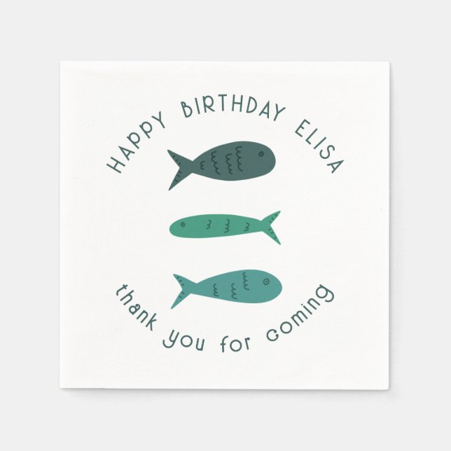 Serviette En Papier Seaside Soiree ANNIVERSAIRE FÊTE Cute Fishers PERS (Devant)