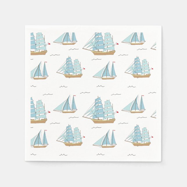 Serviette En Papier Seatime été Cute yachts avec voile (Devant)