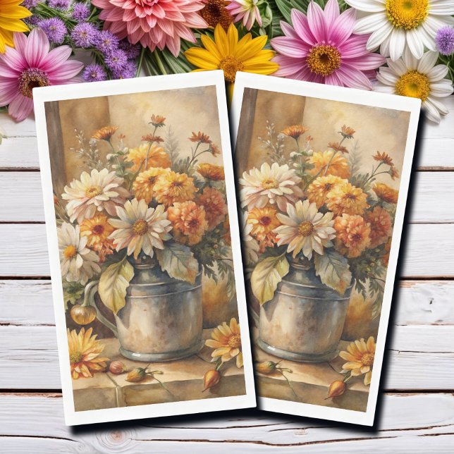 Serviette En Papier Seau avec Floral d'automne   (Créateur téléchargé)