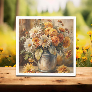 Serviette En Papier Seau avec Floral d'automne  