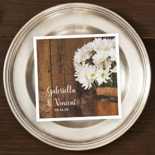 Serviette En Papier Seau en bois Blancs marmites Country Grange Mariag