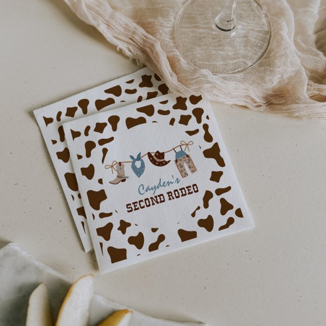 Serviette En Papier Second Rodeo Western Cowboy 2e anniversaire (Créateur téléchargé)