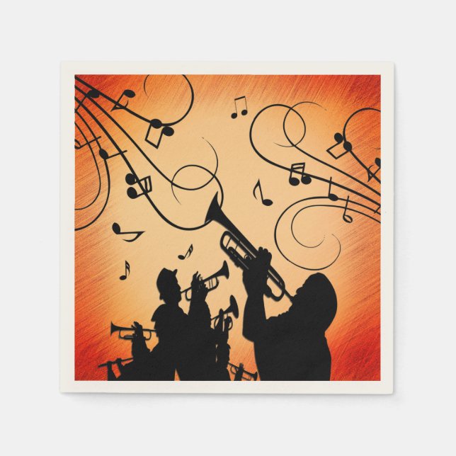 Serviette En Papier Section Trumpet Jazz Musique Orange Rust (Devant)