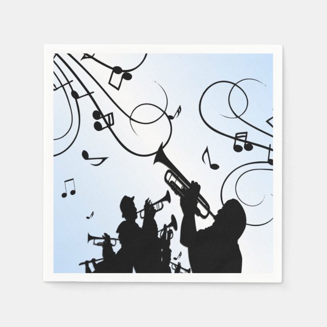 Serviette En Papier Section Trumpet Musique bleue (Devant)