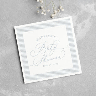 Serviette En Papier Seersucker bleu blanc rayé baby shower prépa