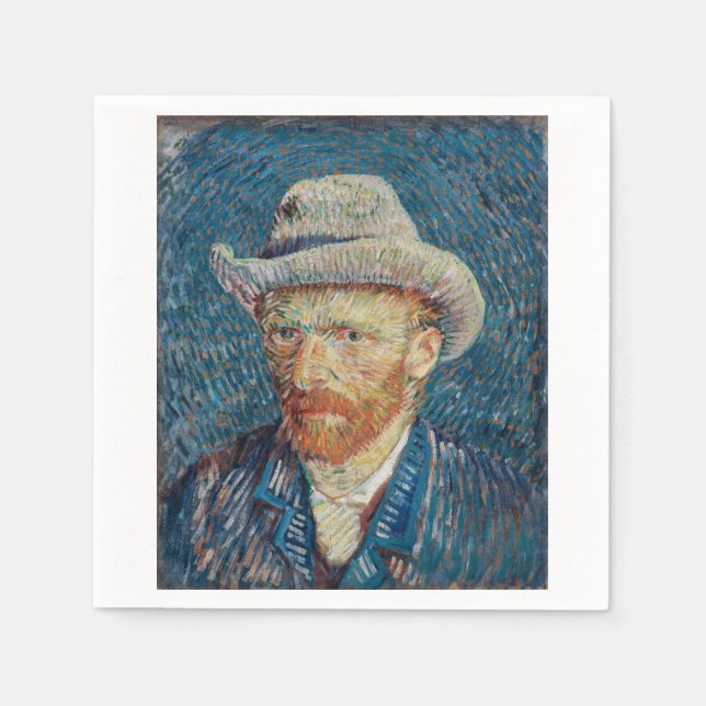 Serviette En Papier Self Portrait de Grey Felt Hat by Vincent van Go (Devant)