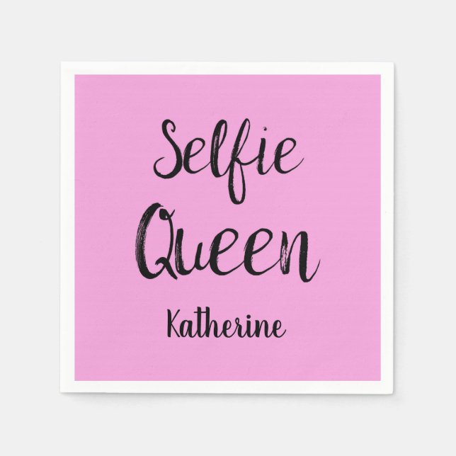 Serviette En Papier Selfie Nom Reine Pink Personnalisé (Devant)