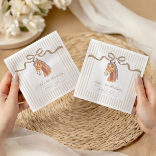 Serviette En Papier Selle de cheval marron neutre Poney