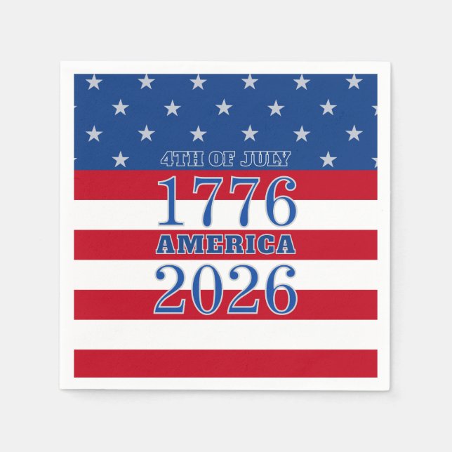Serviette En Papier Semiquincentennial America 1776 2026 4th Of July (Devant)
