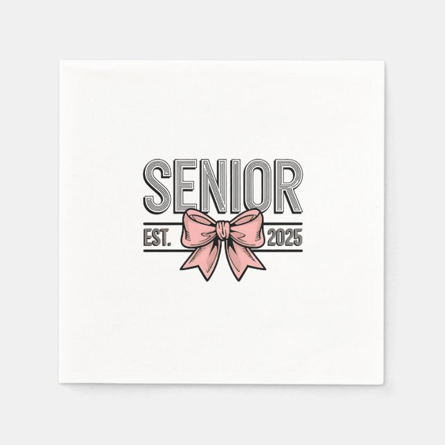 Serviette En Papier Senior Est 2025 Bow Coquette Graduation (Devant)