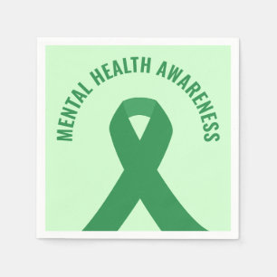 Serviette En Papier Sensibilisation à la santé mentale Ribbon vert