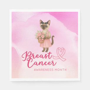 Serviette En Papier Sensibilisation au cancer du sein Thème fleuriste