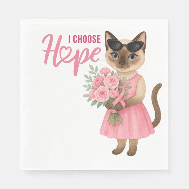 Serviette En Papier Sensibilisation au cancer du sein Thème fleuriste  (Devant)