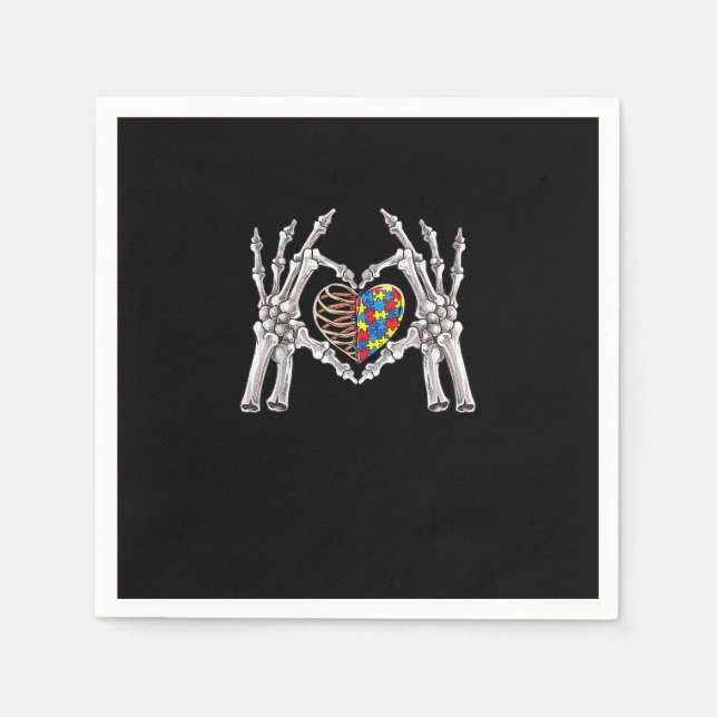 Serviette En Papier Sensibilisation sur l'autisme Gothique Crâne main  (Devant)