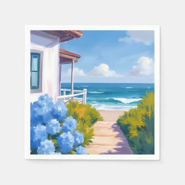 Serviette En Papier Sentier de la plage de Cape Cod | Peinture côtière (Devant)