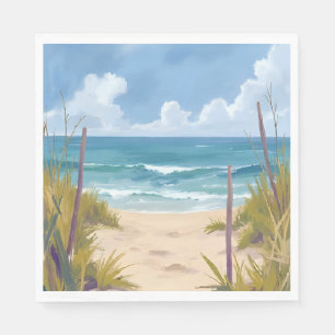 Serviette En Papier Sentier de la plage   Eau de mer Océan peint à l'a