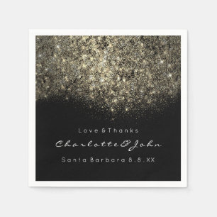 Serviette En Papier Sepia Gold Parties scintillant Black White Confett