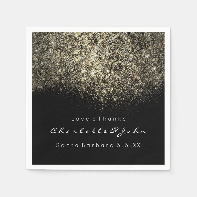 Serviette En Papier Sepia Gold Parties scintillant Black White Confett (Devant)