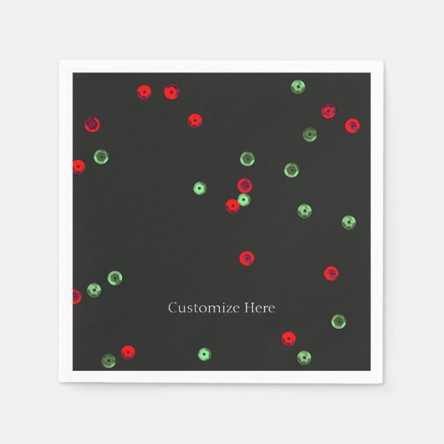 Serviette En Papier Séquences de Noël Rouge et Vert (Devant)