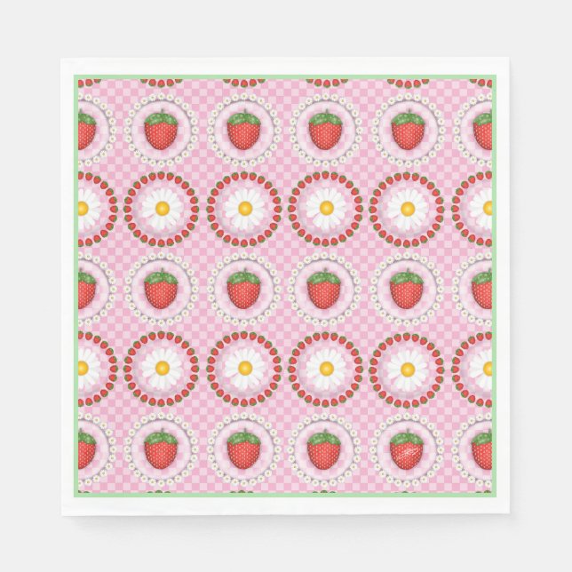 Serviette En Papier Sérénade aux fraises  (Devant)