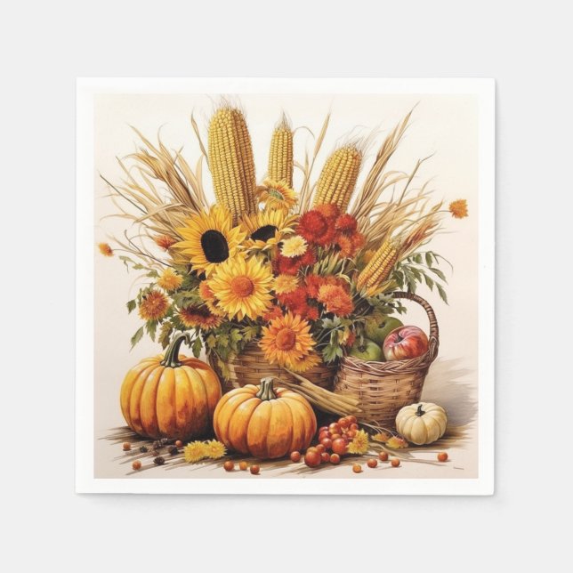 Serviette En Papier Serenade de tournesol : Feuillage et fleurs (Devant)