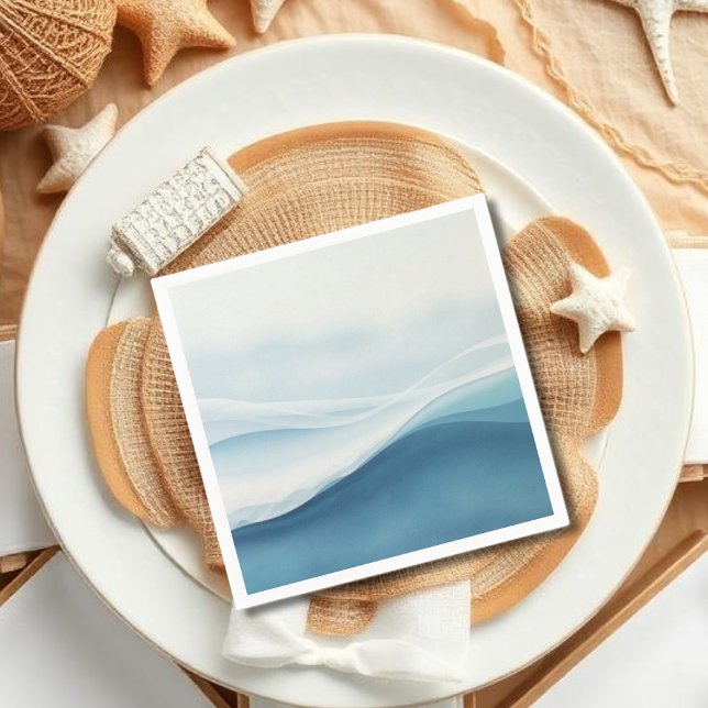 Serviette En Papier Serene Blue Beach Wedding (Serene Blue Abstract Wedding Napkins)