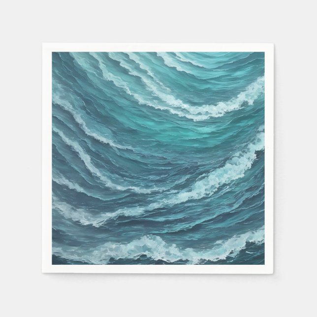Serviette En Papier Serene Blue et Green Abstrait (Devant)
