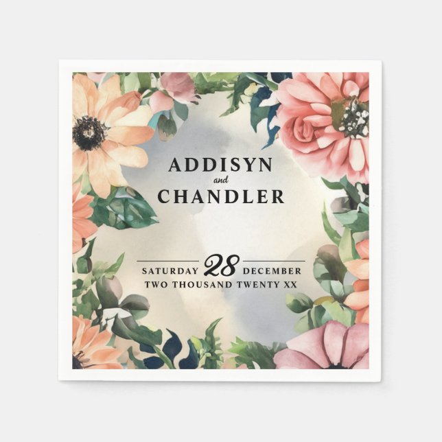 Serviette En Papier Serene Garden Wreath : Pastel Floral Elegance (Devant)