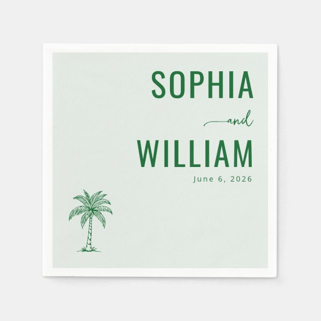 Serviette En Papier Serene Green Palm Tree (Devant)
