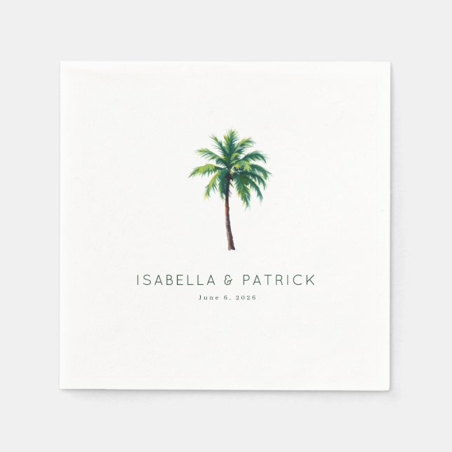 Serviette En Papier Serene Green Tropical Palm Tree (Devant)