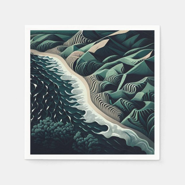 Serviette En Papier Serene Shores (Devant)