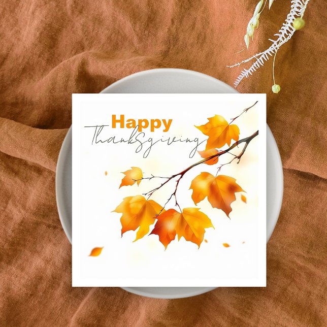 Serviette En Papier Serene Vivant Automne Maple Feuilles Thanksgiving (Créateur téléchargé)