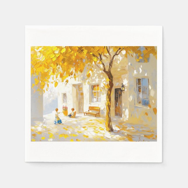 Serviette En Papier Sérénité d'automne d'or (Devant)
