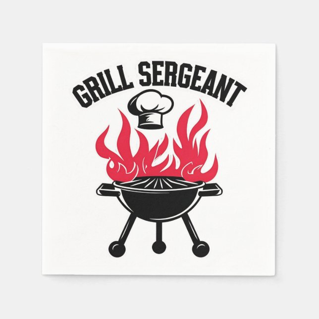Serviette En Papier Sergent Grill BBQ Papa Funny Party (Devant)