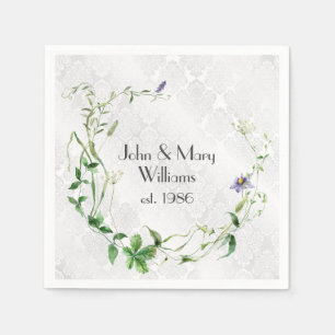 Serviette En Papier Serment Fleur sauvage Anniversaire Sur Damas