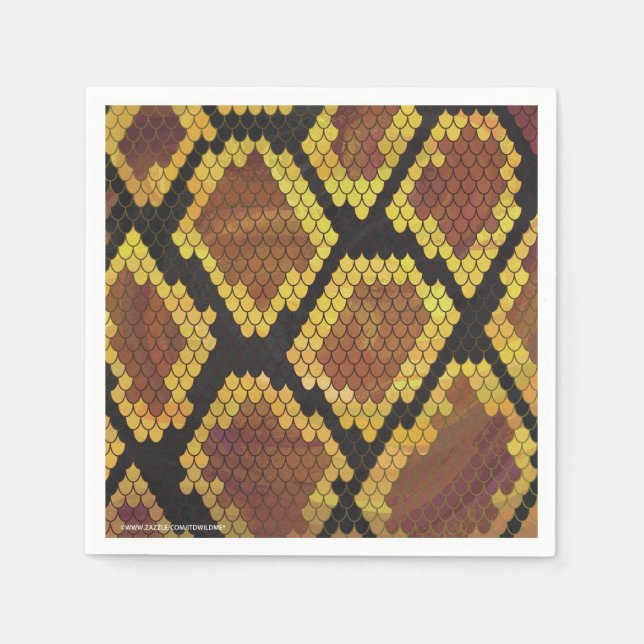 Serviette En Papier Serpent Brown et impression or (Devant)