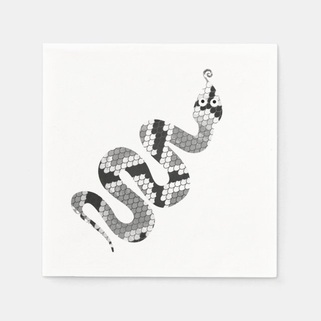 Serviette En Papier Serpent gris et silhouette gris clair (Devant)