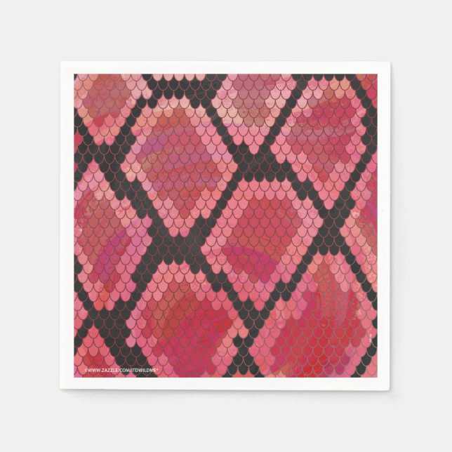 Serviette En Papier Serpent noir et rouge (Devant)