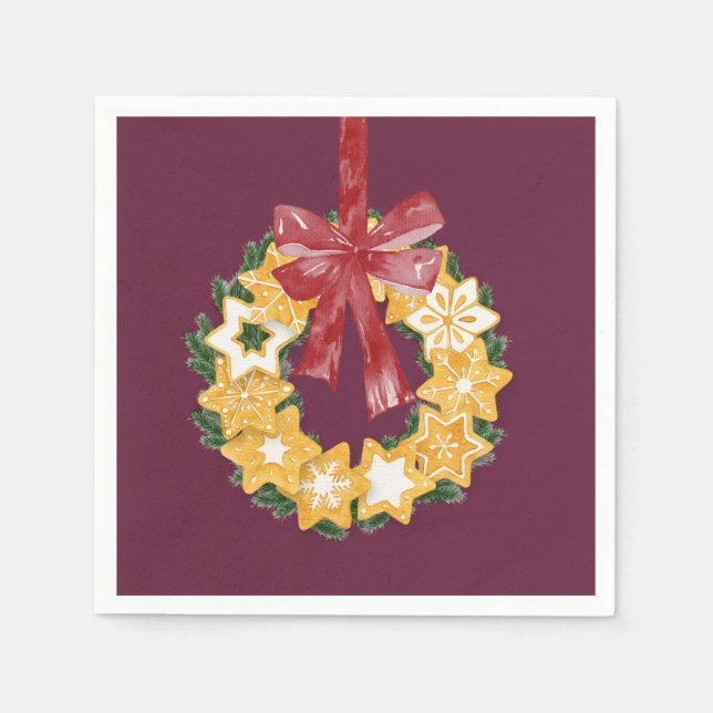 Serviette En Papier Serre de biscuits de Noël avec Arrière - plan de p (Devant)