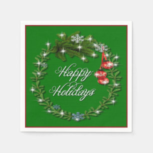 Serviette En Papier Serre de Noël Vert Joyeux Vacances serviettes