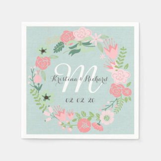 Serviette En Papier Serre Florale Papier Mariage personnalisé serviett