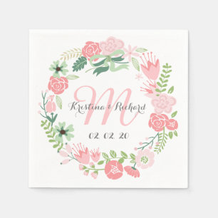 Serviette En Papier Serre Florale Papier Mariage personnalisé serviett