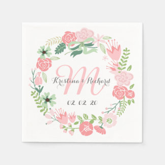 Serviette En Papier Serre Florale Papier Mariage personnalisé serviett