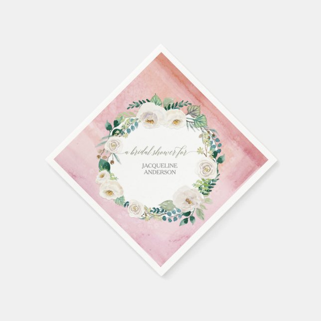 Serviette En Papier Serre rose Rose  d'albâtre rustique Folio (Coin)